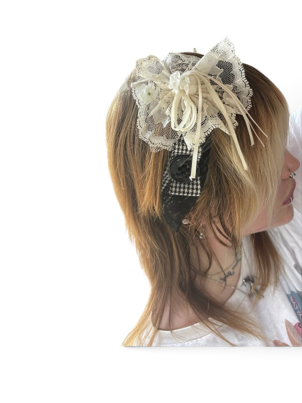 Ivory Floral Lace Hair Clips